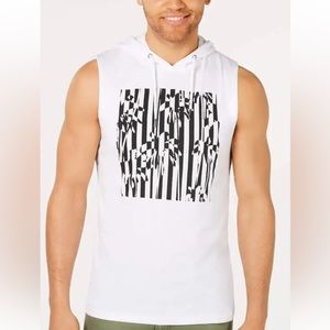 INC International Concepts Men's Botanical 100% Cotton Hoodie Tank Top 3XL White